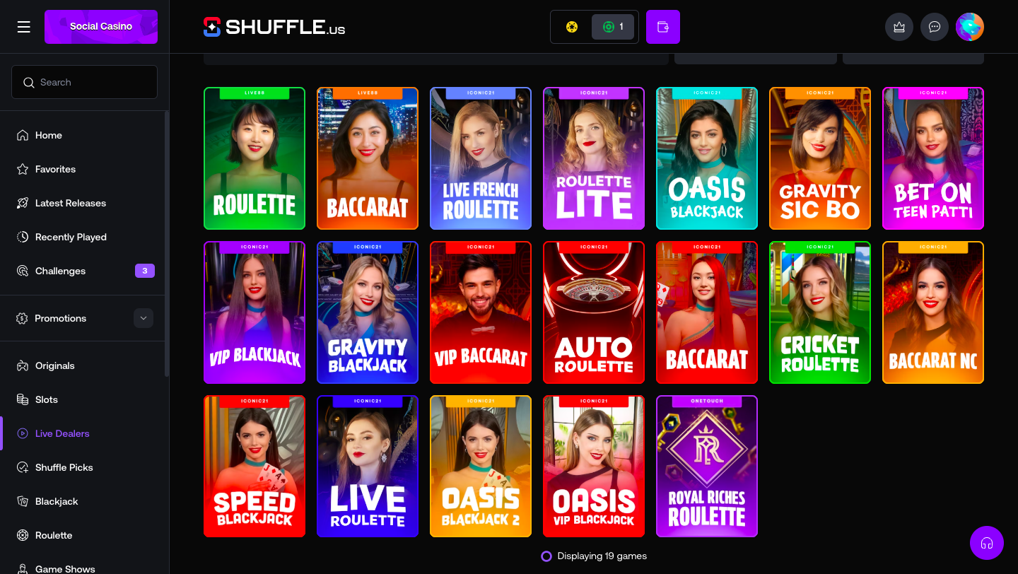Shuffle.us live dealers